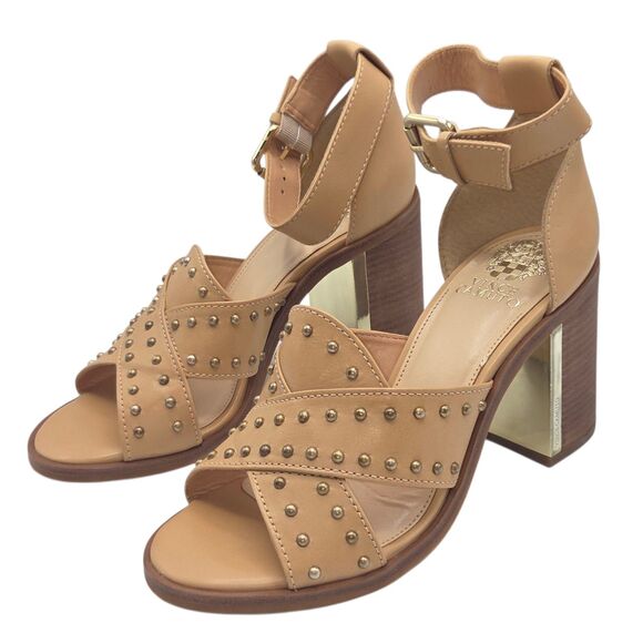 Vince Camuto VC-KERESHA Leather Open Toe Ankle Strap Sandals 8.5M Tan Brazil NEW - Picture 2 of 16